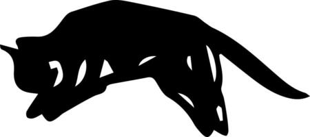 Attacking black cat shape, outline silhouette for graphic design vector