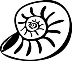 Round seashell, shell in black color vector