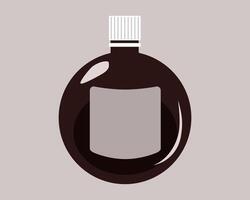 Simple bottle with a round shape and an empty label, flacon for medicine, cosmetics or alcohol vector