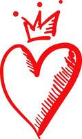 Beautiful red heart with a crown for decoration vector