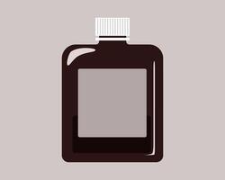 Simple bottle with a square shape and an empty label, flacon for medicine or cosmetics vector