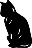 Black outline cat shape sitting, for graphic design vector