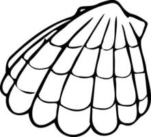 Seashell in black color, conch icon vector