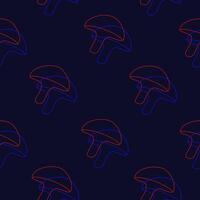 Dark seamless pattern with red and blue mushrooms for background vector