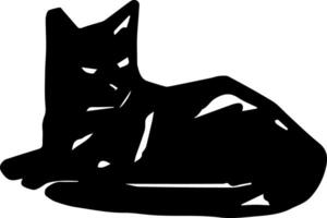 Black lying cat shape, outline silhouette for graphic design vector