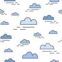 Modern seamless pattern with clouds of different size in sky. Decorative backdrop with cloudscape. Creative illustration in line art style for wallpaper, textile print, wrapping paper. vector