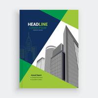 a cover for a business report with a green and blue background vector