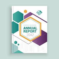 the annual report cover is designed with geometric shapes vector