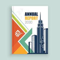 the annual report cover design with skyscrapers vector
