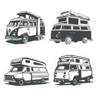 four different types of camper vans on a white background vector