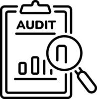 A line style icon of a clipboard with infographic chart showing an audit process vector