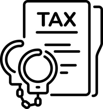 A line icon of some document with handcuffs showing tax fraud vector