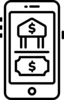 Mobile banking app icon in linear style vector