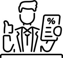 Line icon of a tax accountant making thumbs up gesture vector