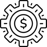 A line icon of a cog wheel with money sign depicting financial automation vector