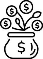 A line style icon depicting an investment growth vector