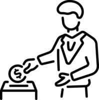 A character donating money, linear style icon vector