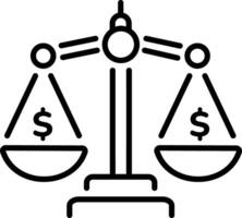 A linear icon of a scale depicting price comparison vector