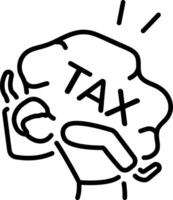 A tax payer character carrying a heavy burden, line style icon vector