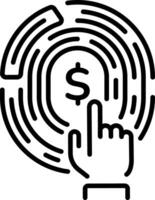 Fingerprint payment method icon in linear style vector