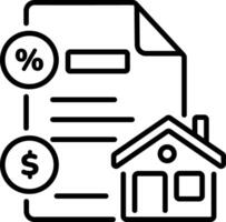 A line style icon of a paper with a home showing property tax vector