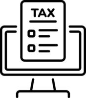 Online tax form on a system, linear style icon vector