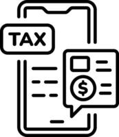 A line style icon of a mobile with tax notification vector