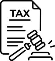 A linear style icon of a judge mallet showing tax penalty vector