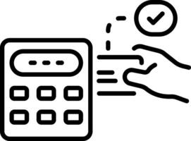 Pay through a card terminal, line style icon vector