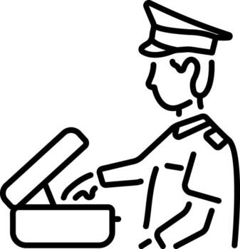 A character doing custom duty, linear style icon vector