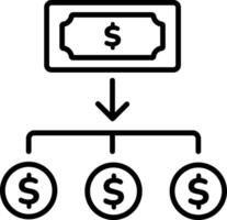 A line style icon of money distribution plan vector