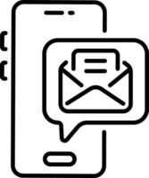 Line icon of an email notification on a mobile device vector