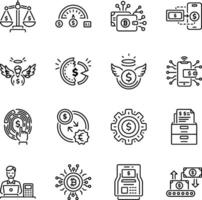 Collection of Linear Style Financial Icons vector