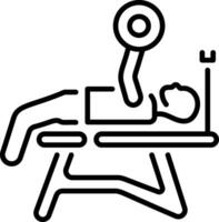 Line style icon of a character doing exercise on bench press vector