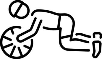 A character doing ab roller exercise, line style icon vector