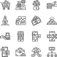 Bundle of Linear Style Financial Business Icons vector