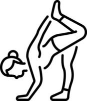 A line style icon of a woman doing stretching exercise vector