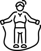 A linear style icon of a character jumping rope vector