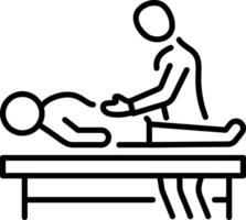 A linear style icon of a character taking back massage vector