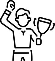 A line style icon of a champion holding a trophy vector