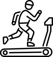 Gym treadmill running icon in linear style vector