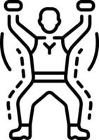 Line icon of a character doing jumping exercise vector