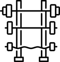 Gym weight rack icon in linear style vector