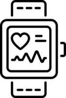 A linear style icon of a fitness tracker watch vector