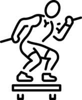A character doing jump squats exercise, line style icon vector