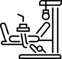 A linear style icon of gym seated row vector