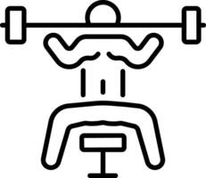 A line icon of a character doing workout in gym vector