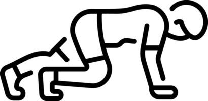 A gym character doing burpees exercise, line style icon vector