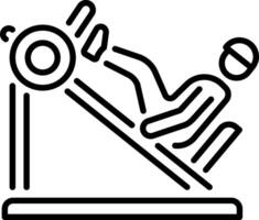 Line style icon of a character doing leg press workout vector