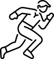 A linear style icon of a character running in a sprinting sport vector